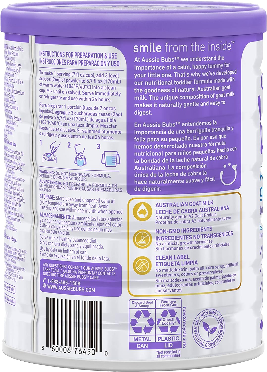 Aussie Bubs Australian Goat Milk-Based Toddler Formula, For Kids 12-36 months, Made with Fresh Goat Milk, 28.2 oz - Image 7